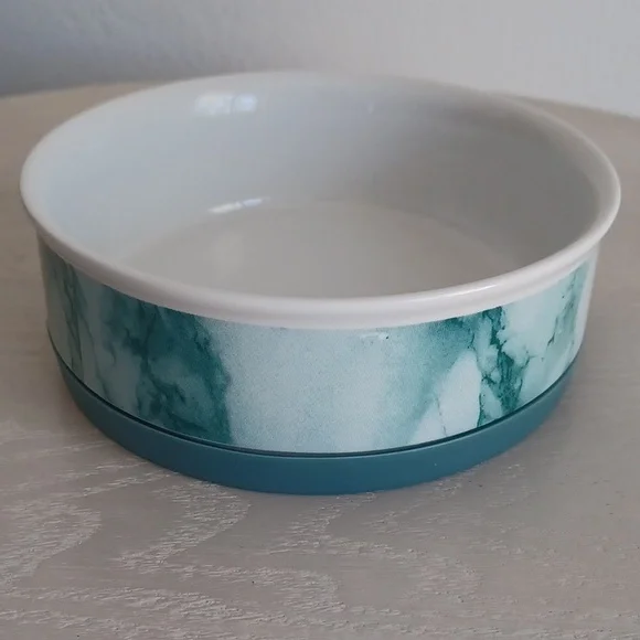 Bone Dry Ceramica NON SKID Marble Design Dog / Cat Bowl In Teal - Picture 4 of 11